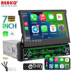 Single 1 Din 7 Car Stereo Radio Android/Apple Carplay Bluetooth Flip Out Player