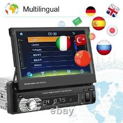 Single 1 Din 7 Car Stereo Radio Android/Apple Carplay Bluetooth Flip Out Player