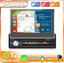 Single 1 Din 7 Car Stereo Radio Android/Apple Carplay Flip Out Player CD/DVD AM