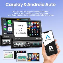 Single 1 Din 7 Car Stereo Radio Android/Apple Carplay Flip Out Player CD/DVD AM