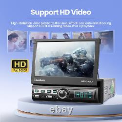 Single 1 Din 7 Car Stereo Radio Android/Apple Carplay Flip Out Player CD/DVD AM