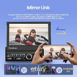 Single 1 Din 7 Car Stereo Radio Android/Apple Carplay Flip Out Player CD/DVD AM