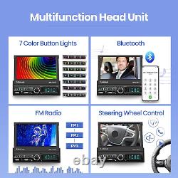 Single 1 Din 7 Car Stereo Radio Android/Apple Carplay Flip Out Player CD/DVD AM