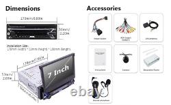 Single 1 Din 7 Car Stereo Radio Android/Apple Carplay Flip Out Player CD/DVD AM
