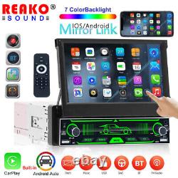 Single 1 Din 7 Car Stereo Radio Apple Carplay Auto Bluetooth Flip Out FM Player