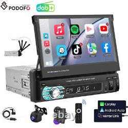 Single 1 Din 7 Flip Out Car Radio Stereo Android/Apple Carplay DAB+ MP5 Player