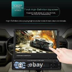Single 1 Din Car Radio Stereo 7 Flip Out GPS Sat Nav Touch Screen Player +Cam