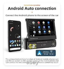 Single Din Car Radio Stereo Player Retractable Screen For Carplay Android Auto