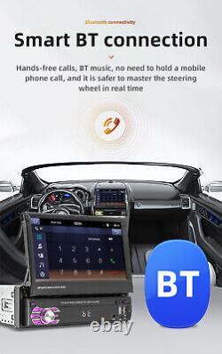 Single Din Car Radio Stereo Player Retractable Screen For Carplay Android Auto