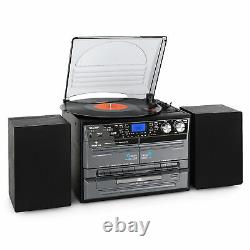 Stereo Speakers Hi fi System Turntable CD Player FM Radio USB Home Audio Black