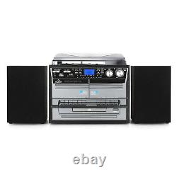 Stereo Speakers Hi fi System Turntable CD Player FM Radio USB Home Audio Black