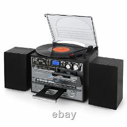 Stereo Speakers Hi fi System Turntable CD Player FM Radio USB Home Audio Black