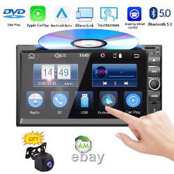 UK 7 Double 2Din In Dash Car CD DVD Player Radio Stereo Wireless Carplay+Camera