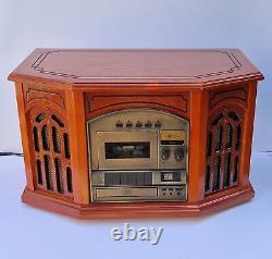 Vintage style modern hifi stereo TS-1072 wood case CD tape record player radio
