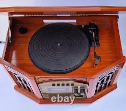 Vintage style modern hifi stereo TS-1072 wood case CD tape record player radio