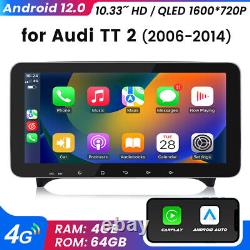 10.33 Pour Audi TT MK2 8J 2006-2014 Lecteur radio stéréo de voiture Android12 GPS CarPlay