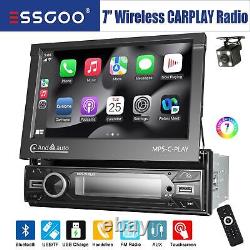 1 DIN 7 Lecteur stéréo de voiture sans fil Carplay Radio Flip Out Écran tactile + Caméra