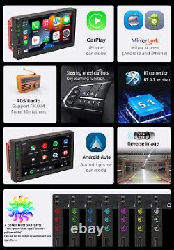2din 7in Voiture Stereo Radio Lecteur Mp5 Pour Bluetooth Sans Fil Carplay Android Auto