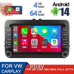 4+64G Pour VW GOLF MK5 MK6 7 Android 14 Carplay Autoradio Lecteur GPS NAVI