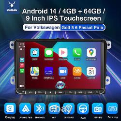 4+64G pour VW GOLF MK5 MK6 9 Android 14 Carplay Autoradio Lecteur Radio WIFI GPS