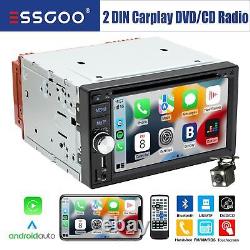 6.2 Lecteur CD DVD Radio stéréo de voiture 2 DIN Carplay Android Auto FM AM RDS + Caméra