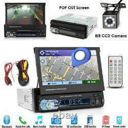 7 1 Din Stereo Car Radio Gps Flip Out Bluetooth Usb Tf Mp5 Player + Caméra