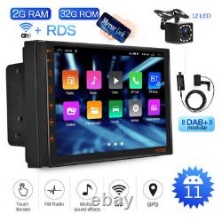 7 Android 11.0 Dab+ Voiture Stereo Gps Radio 2g+16g Wifi Usb Fm Lecteur Mp5 + Caméra