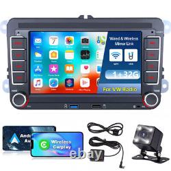 7 Lecteur radio stéréo de voiture Carplay Android 13 GPS Navi WIFI pour VW GOLF MK5 MK6