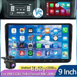 9 Android 14 pour VW GOLF MK5 MK6 Apple Carplay Autoradio GPS + AHD