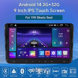 9 Pour VW GOLF MK5 MK6 Apple CarPlay Autoradio Android 14 Lecteur GPS WiFi