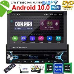 Android 10.0 7 Single 1DIN Car Stereo Radio DVD Player GPS SAT NAV Bluetooth CD translates to 'Autoradio DVD Lecteur GPS SAT NAV Bluetooth CD Android 10.0 7 Simple 1DIN' in French.