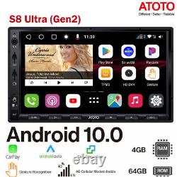 Atoto S8 Ultra Android 7 Double 2din Voiture Stéréo Radio Carplay Lecteur Mp5 4+64g