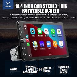 Autoradio Stéréo 1 DIN Sans Fil Apple Carplay 10.4 Rotatif + CAM