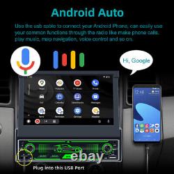 Autoradio de voiture simple DIN HD 7 pouces avec Carplay, Bluetooth, FM, écran escamotable et lecteur MP5 DAB+