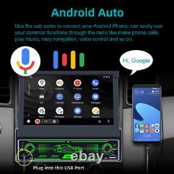 Autoradio simple 1 Din 7 pouces Android/Apple Carplay Bluetooth avec écran escamotable