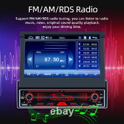 Autoradio simple DIN 1 à écran tactile escamotable de 7 pouces avec Bluetooth, USB, AUX, radio FM et lecteur MP5.