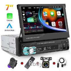 Autoradio simple DIN 7 DAB+ avec Apple Carplay, Bluetooth, écran tactile escamotable et lecteur MP5