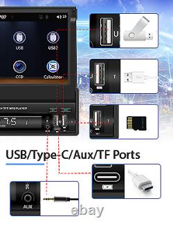 Autoradio simple DIN 7 DAB+ avec Apple Carplay, Bluetooth, écran tactile escamotable et lecteur MP5