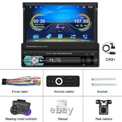 Autoradio simple DIN 7 DAB+ avec Apple Carplay, Bluetooth, écran tactile escamotable et lecteur MP5