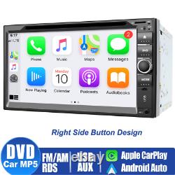 Autoradio stéréo de voiture Double 2 Din 7 BT iPhone Carplay+Android Auto Lecteur DVD+Caméra