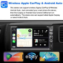Autoradio stéréo de voiture Double 2 Din 7 BT iPhone Carplay+Android Auto Lecteur DVD+Caméra