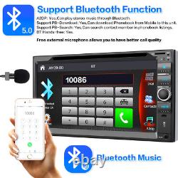 Autoradio stéréo de voiture Double 2 Din 7 BT iPhone Carplay+Android Auto Lecteur DVD+Caméra
