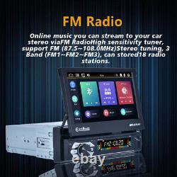 Autoradio stéréo de voiture à écran rétractable Single 1 Din 7 pouces avec Apple Carplay, Bluetooth Auto et lecteur FM