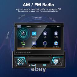 Autoradio stéréo de voiture sans fil CarPlay Android avec écran rétractable MP5 Player + caméra