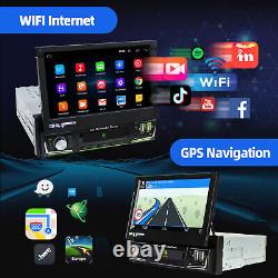 DAB+ 64G 7 Autoradio Simple DIN CarPlay GPS WIFI Écran Rétractable Joueur