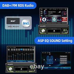 DAB+ 64G 7 Autoradio Simple DIN CarPlay GPS WIFI Écran Rétractable Joueur