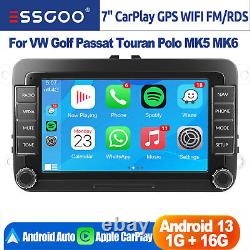 GPS+ Android 13 Apple Carplay 7 Pour VW GOLF MK5 MK6 Autoradio Stéréo Lecteur MP5