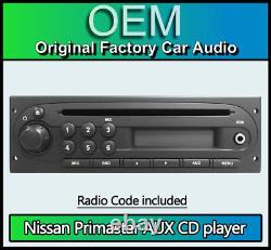 Lecteur CD avec AUX IN pour Nissan Primastar, autoradio Nissan + code radio et clés.
