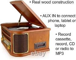 Lecteur D'enregistrement Table Tournante Mcr50 6-en-1 Lecteur CD Mp3 Cassette Radio Fm/am Usb
