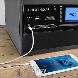 Lecteur de disque vinyle Bluetooth, tourne-disque, CD, cassette, radio AM/FM et entrée auxiliaire